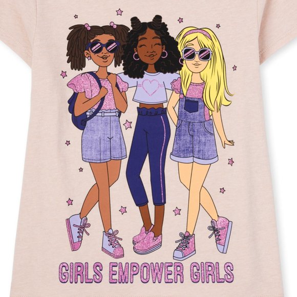 The Children’s Place Girls Empower Graphic Tee- Short Sleeve- Cookiedough M(7/8) - Picture 2 of 4